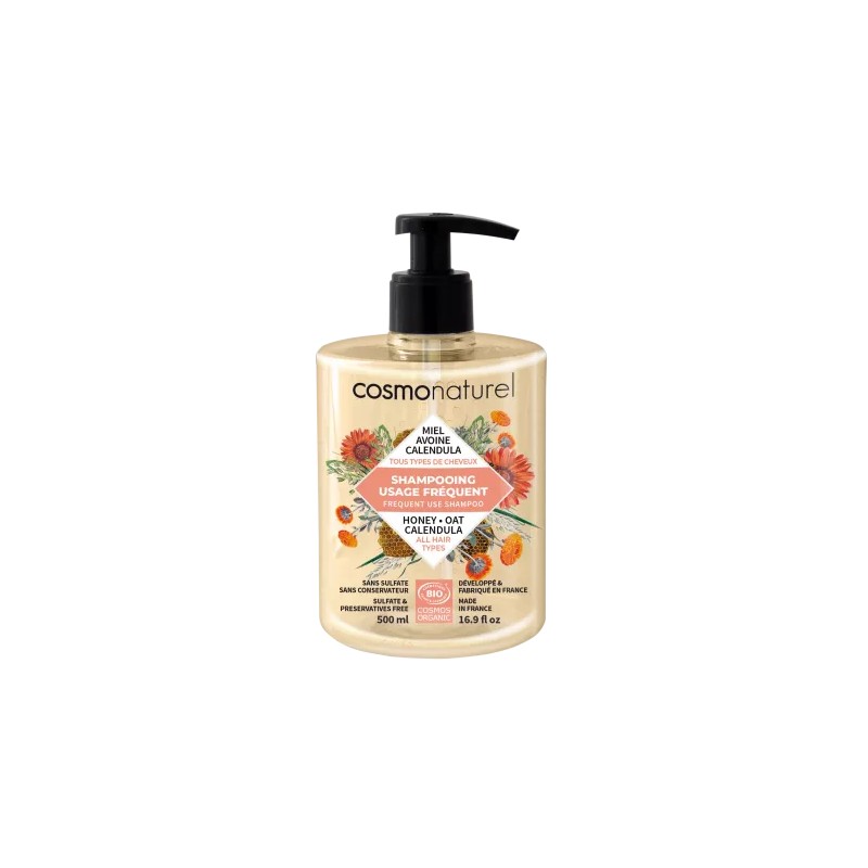 Shampooing usage fréquent miel calendula avoine 500ml Cosmo Naturel  dans votre magasin bio en ligne Etiketbio.eu