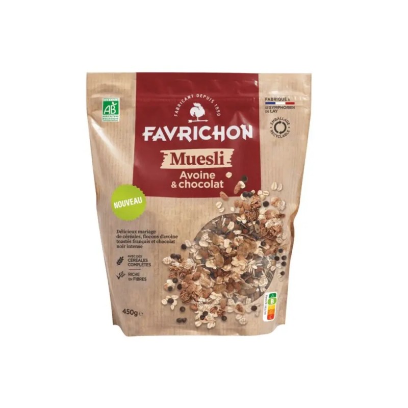 MUESLI AVOINE CHOCOLAT 450GR Favrichon dans votre magasin bio en ligne Etiketbio.eu MUESLI AVOINE CHOCOLAT 450GR Favrichon dans votre magasin bio en ligne Etiketbio.eu