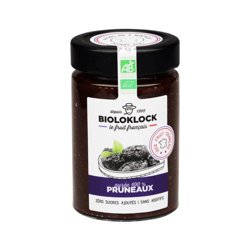 Puree de pruneaux france 210g Biolo’Klock dans votre magasin bio en ligne Etiketbio.eu Puree de pruneaux france 210g Biolo’Klock dans votre magasin bio en ligne Etiketbio.eu