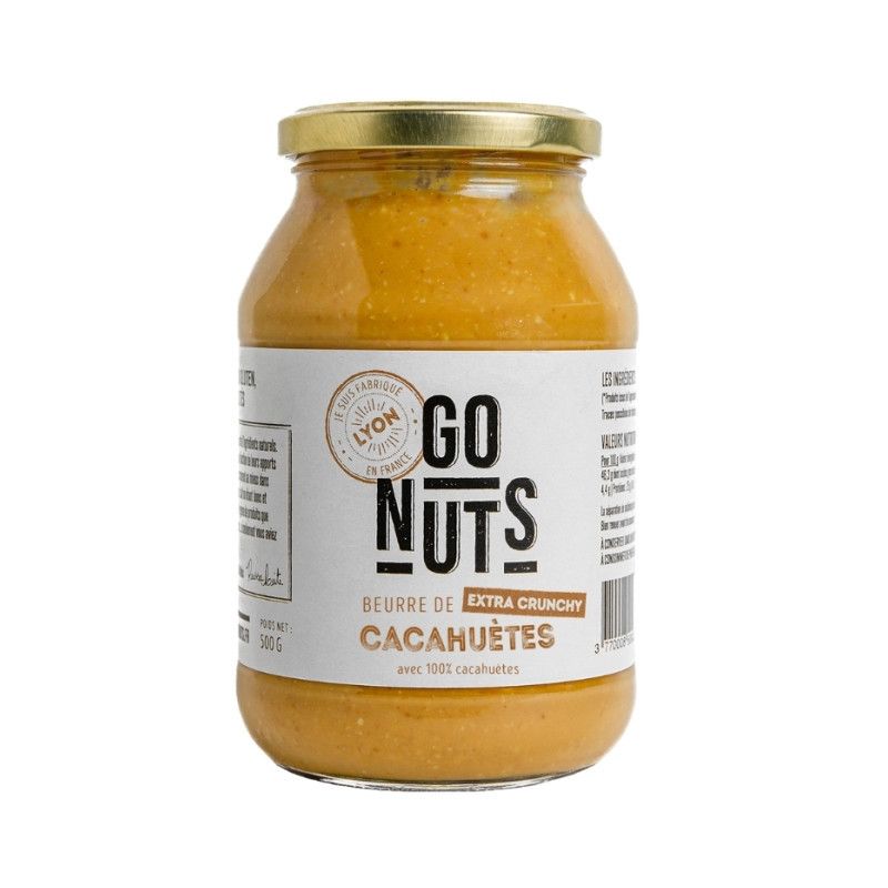 Beurre de cacahuetes extra crunchy 500gr Go Nuts  dans votre magasin bio en ligne Etiketbio.eu