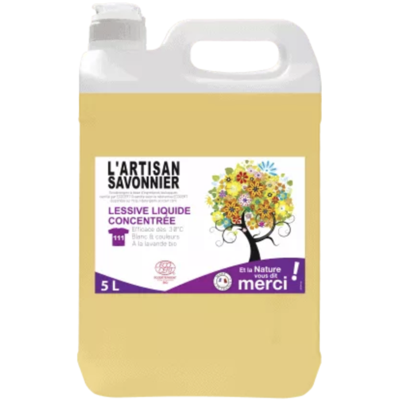 Lessive liquide concentrée 5 l L'artisant savonnier dans votre magasin bio en ligne Etiketbio.eu Lessive liquide concentrée 5 l L'artisant savonnier dans votre magasin bio en ligne Etiketbio.eu
