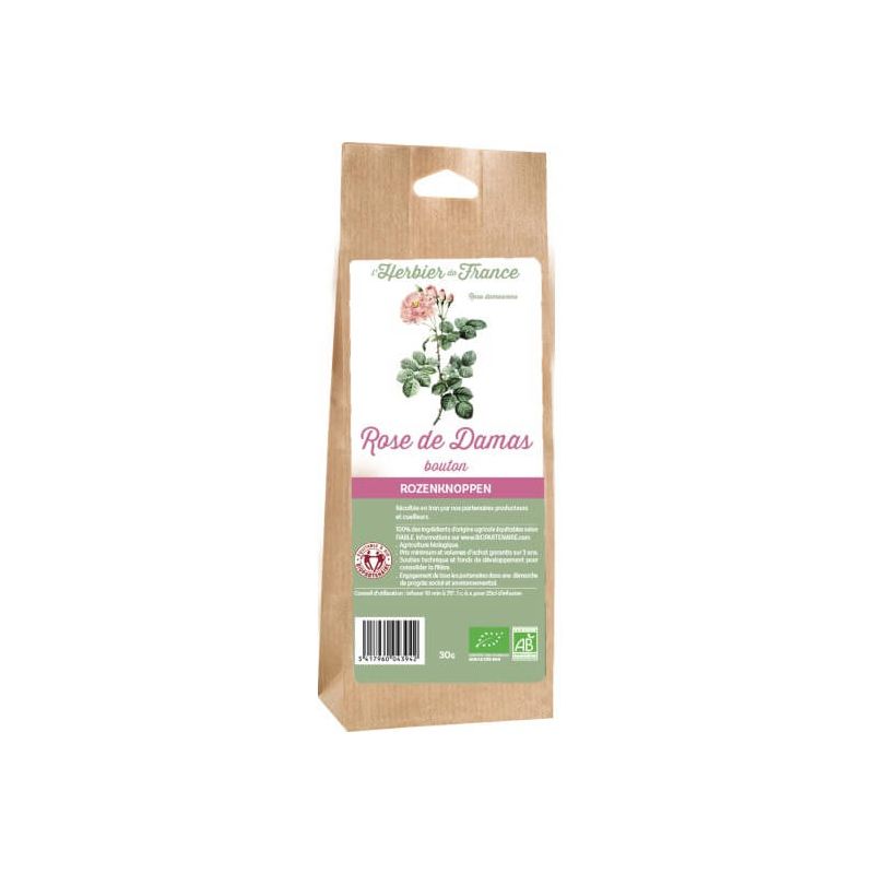 Rose de damas bouton 30gr Herbier de France dans votre magasin bio en ligne Etiketbio.eu Rose de damas bouton 30gr Herbier de France dans votre magasin bio en ligne Etiketbio.eu