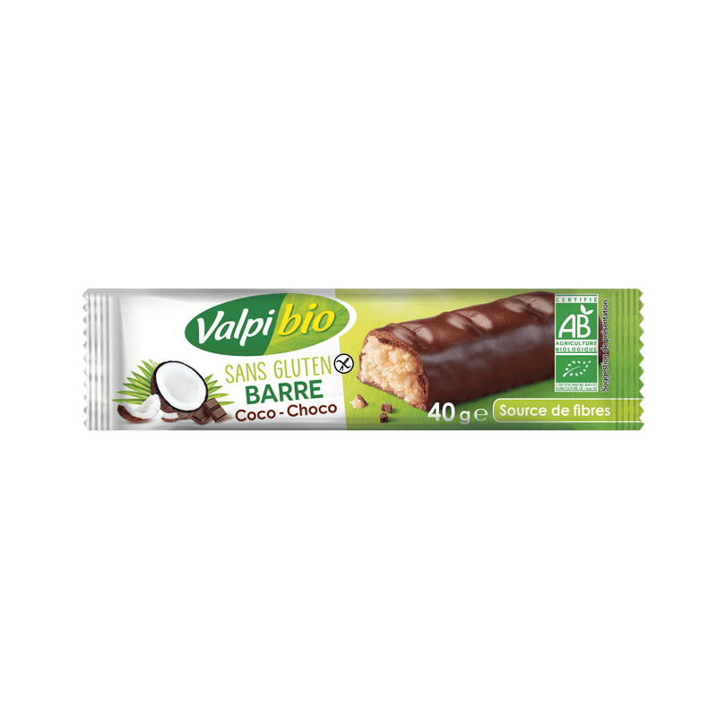 Barre coco choco 40g VALPIBIO dans votre magasin bio en ligne Etiketbio.eu Barre coco choco 40g VALPIBIO dans votre magasin bio en ligne Etiketbio.eu