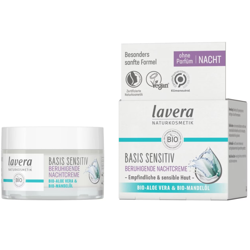 Creme basis creme nuit apaisante 50ml Lavera  dans votre magasin bio en ligne Etiketbio.eu