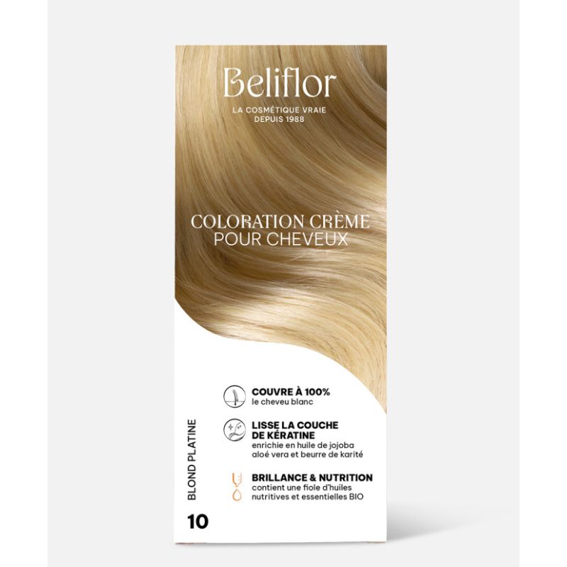 Coloration crème n°10 blond platine Beliflor dans votre magasin bio en ligne Etiketbio.eu Coloration crème n°10 blond platine Beliflor dans votre magasin bio en ligne Etiketbio.eu