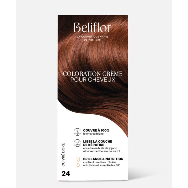 Coloration Crème n°24 Cuivré Doré BELIFLOR dans votre magasin bio en ligne Etiketbio.eu Coloration Crème n°24 Cuivré Doré BELIFLOR dans votre magasin bio en ligne Etiketbio.eu
