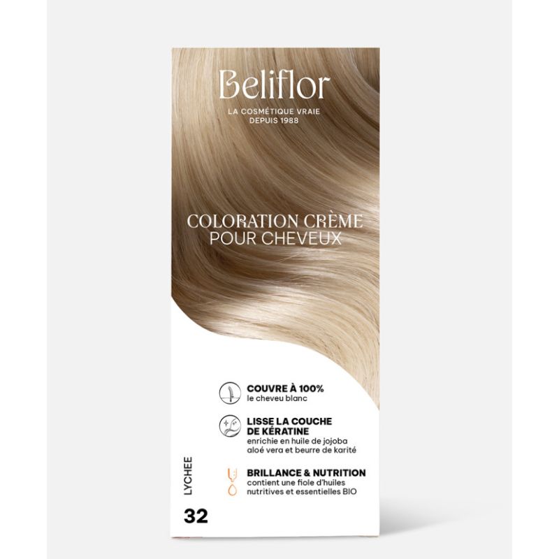 Coloration crème n°32 lychee Beliflor dans votre magasin bio en ligne Etiketbio.eu Coloration crème n°32 lychee Beliflor dans votre magasin bio en ligne Etiketbio.eu