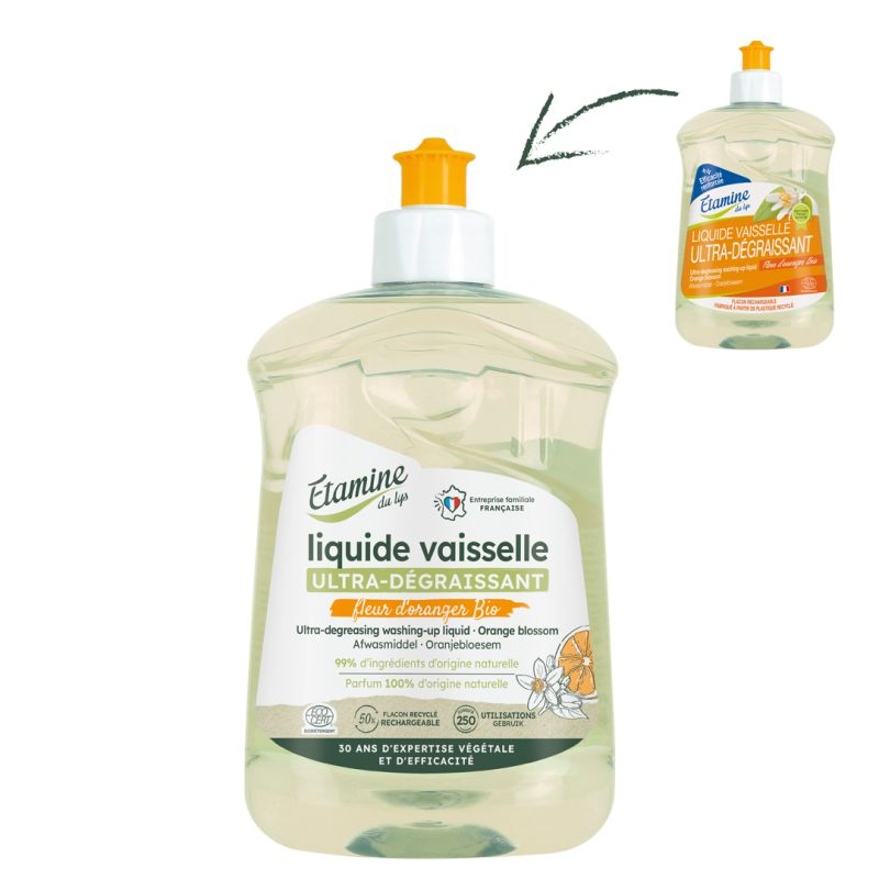 Liquide vaisselle ultra degraissant fleur d'oranger 500ml Etamine du Lys  dans votre magasin bio en ligne Etiketbio.eu