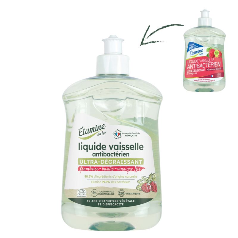 Liquide vaisselle framboise basilic 500ml Etamine du Lys  dans votre magasin bio en ligne Etiketbio.eu