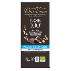 Tablette chocolat noir 100% eclats de noisette torrefies (90g) Dardenne dans votre magasin bio en ligne Etiketbio.eu