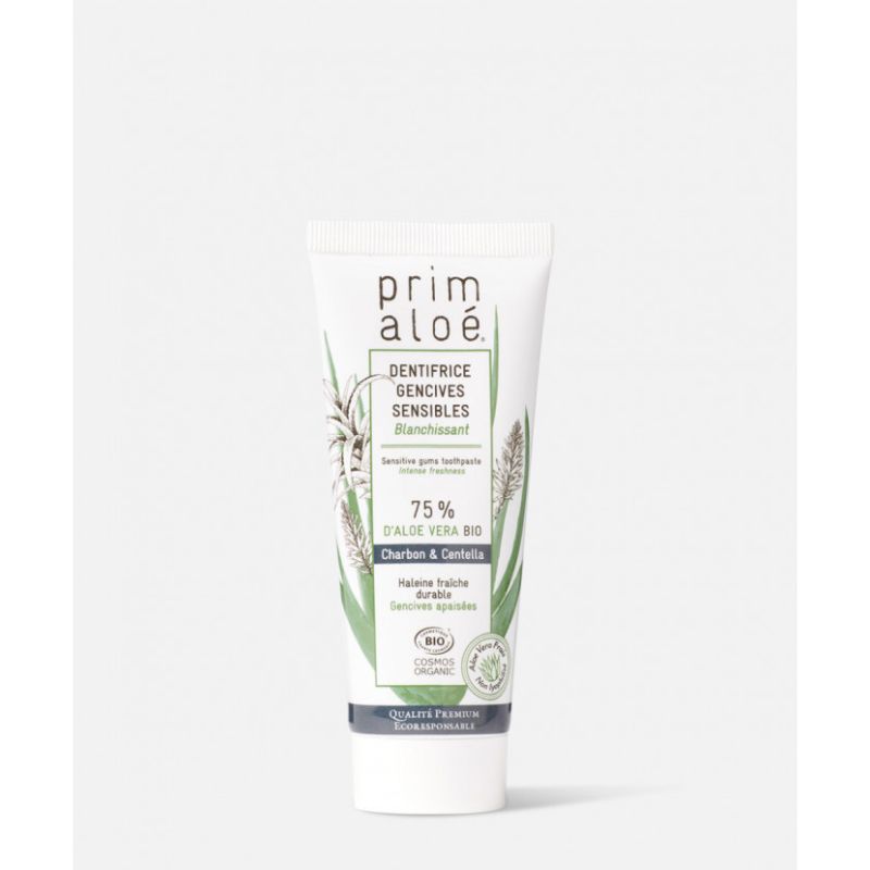 Dentifrice gencives sensibles charbon 75ml Prim Aloé dans votre magasin bio en ligne Etiketbio.eu Dentifrice gencives sensibles charbon 75ml Prim Aloé dans votre magasin bio en ligne Etiketbio.eu
