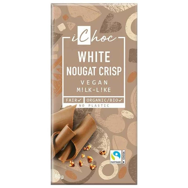 White nougat crisp 80gr iChoc dans votre magasin bio en ligne Etiketbio.eu White nougat crisp 80gr iChoc dans votre magasin bio en ligne Etiketbio.eu
