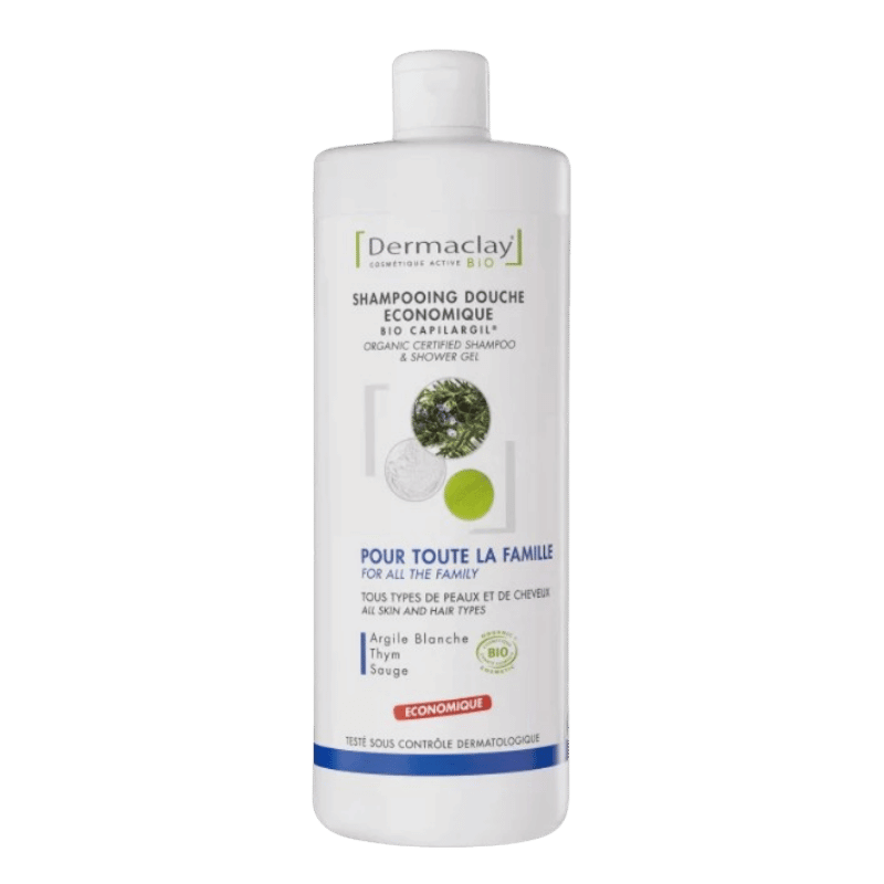 SHAMPOOING DOUCHE ÉCONOMIQUE Format familial 1L DERMACLAY dans votre magasin bio en ligne Etiketbio.eu SHAMPOOING DOUCHE ÉCONOMIQUE Format familial 1L DERMACLAY dans votre magasin bio en ligne Etiketbio.eu