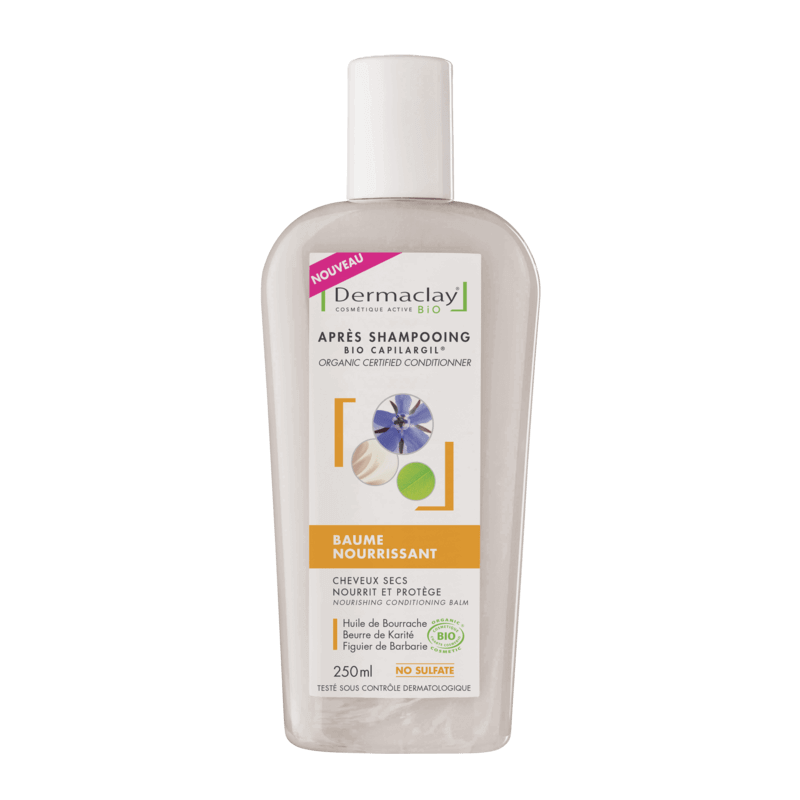 Baume nourrissant ap-shampooing cheveux secs 250 ml Dermaclay dans votre magasin bio en ligne Etiketbio.eu Baume nourrissant ap-shampooing cheveux secs 250 ml Dermaclay dans votre magasin bio en ligne Etiketbio.eu