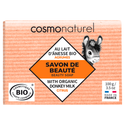 Savon lait anesse agrumes 100gr Cosmo Naturel dans votre magasin bio en ligne Etiketbio.eu