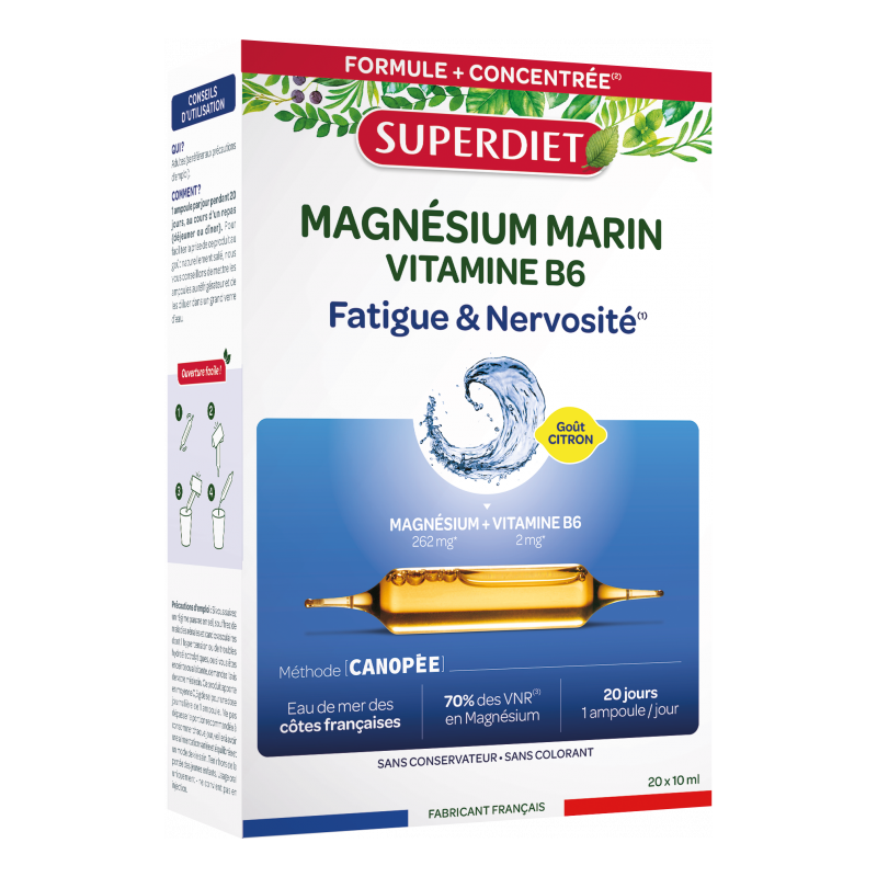Magnesium marin vit b6 20amps cc Super Diet dans votre magasin bio en ligne Etiketbio.eu Magnesium marin vit b6 20amps cc Super Diet dans votre magasin bio en ligne Etiketbio.eu