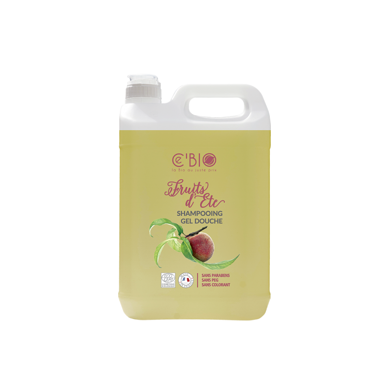 Shampooing gel douche fruits d'été 5l Ce'Bio  dans votre magasin bio en ligne Etiketbio.eu Shampooing gel douche fruits d'été 5l Ce'Bio  dans votre magasin bio en ligne Etiketbio.eu