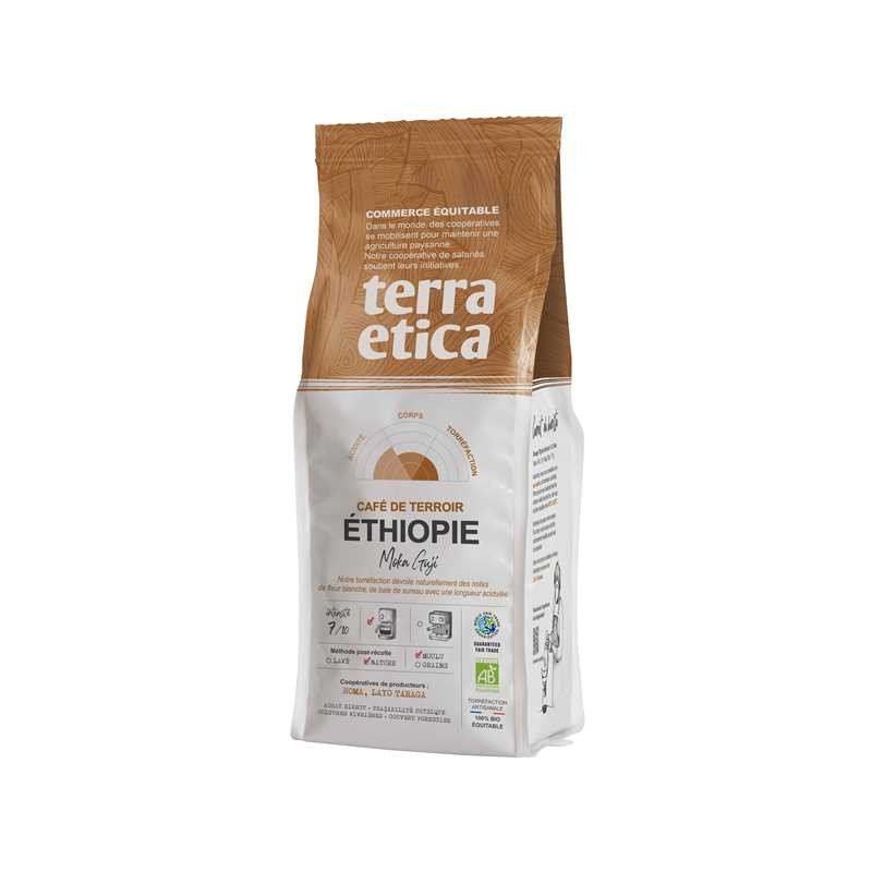Cafe d'ethiopie pur arabica 250g moulu Terra Etica dans votre magasin bio en ligne Etiketbio.eu Cafe d'ethiopie pur arabica 250g moulu Terra Etica dans votre magasin bio en ligne Etiketbio.eu