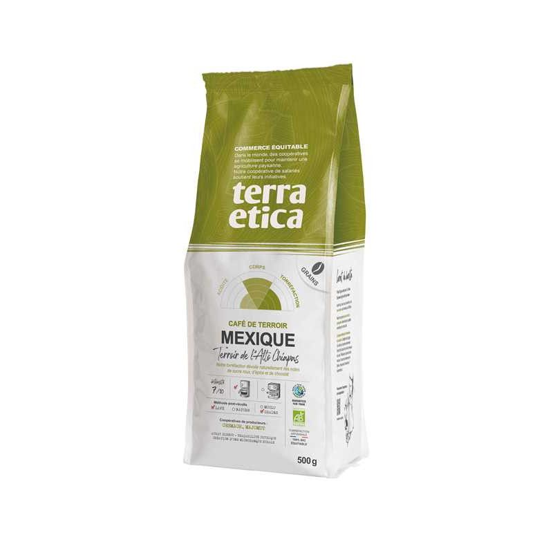 CAFE MEXIQUEN EN GRAINS 500G TERRA ETICA  dans votre magasin bio en ligne Etiketbio.eu