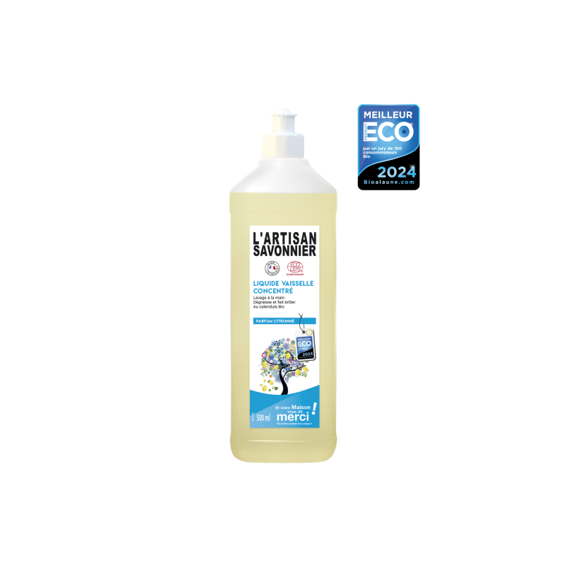 Liquide vaisselle parfum citronné 500ml L'artisant savonnier  dans votre magasin bio en ligne Etiketbio.eu