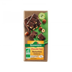 CHOCOLAT NOIR NOISETTES ENTIERES 100G BONNETERRE  dans votre magasin bio en ligne Etiketbio.eu