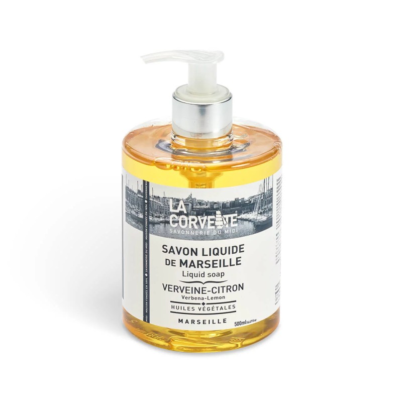 Savon liquide de Marseille VERVEINE-CITRON 500ML LA CORVETTE dans votre magasin bio en ligne Etiketbio.eu Savon liquide de Marseille VERVEINE-CITRON 500ML LA CORVETTE dans votre magasin bio en ligne Etiketbio.eu