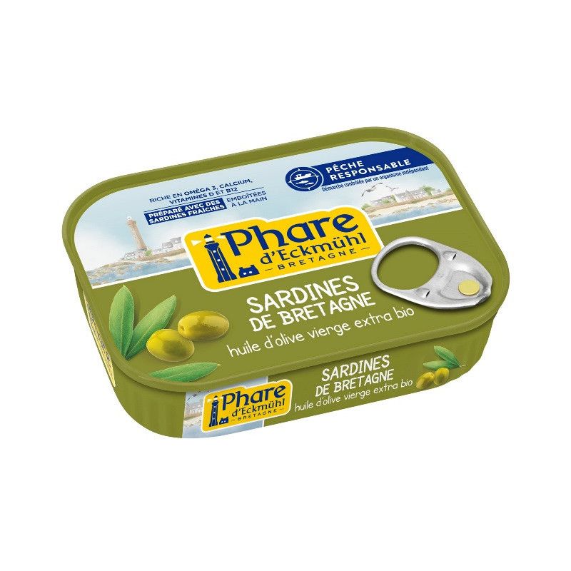Sardine a l'huile d'olive 135g Phare d’Eckmühl dans votre magasin bio en ligne Etiketbio.eu Sardine a l'huile d'olive 135g Phare d’Eckmühl dans votre magasin bio en ligne Etiketbio.eu