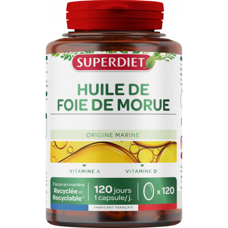 Huile de foie de morue 120caps Super Diet dans votre magasin bio en ligne Etiketbio.eu Huile de foie de morue 120caps Super Diet dans votre magasin bio en ligne Etiketbio.eu