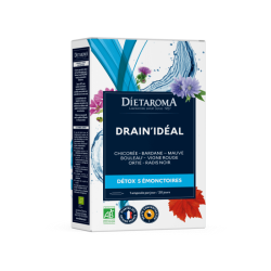 Drain'idéal détox 5 emonctoires 20 ampoules + 10 offertes Dietaroma  dans votre magasin bio en ligne Etiketbio.eu