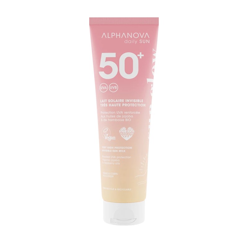 Lait solaire invisible très haute protection 50+ alphanova daily sun (150ml) Alphanova  dans votre magasin bio en ligne Etike...