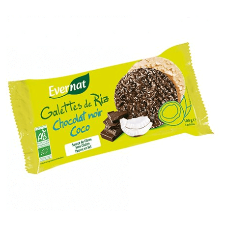 GALETTES DE RIZ CHOCOLAT NOIR COCO 100G GALETTES DE RIZ CHOCOLAT NOIR COCO 100G