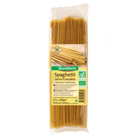 Spaghetti demi-complets 500g Bonneterre dans votre magasin bio en ligne Etiketbio.eu Spaghetti demi-complets 500g Bonneterre dans votre magasin bio en ligne Etiketbio.eu