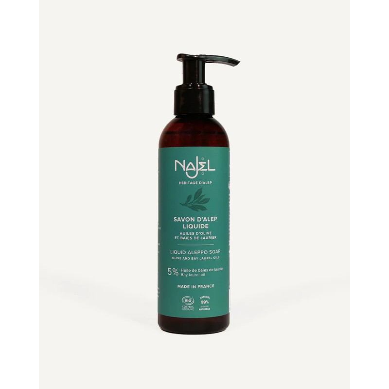 SAVON D'ALEP LIQUIDE 5% HUILE DE BAIES DE LAURIER 200ML NAJEL dans votre magasin bio en ligne Etiketbio.eu SAVON D'ALEP LIQUIDE 5% HUILE DE BAIES DE LAURIER 200ML NAJEL dans votre magasin bio en ligne Etiketbio.eu