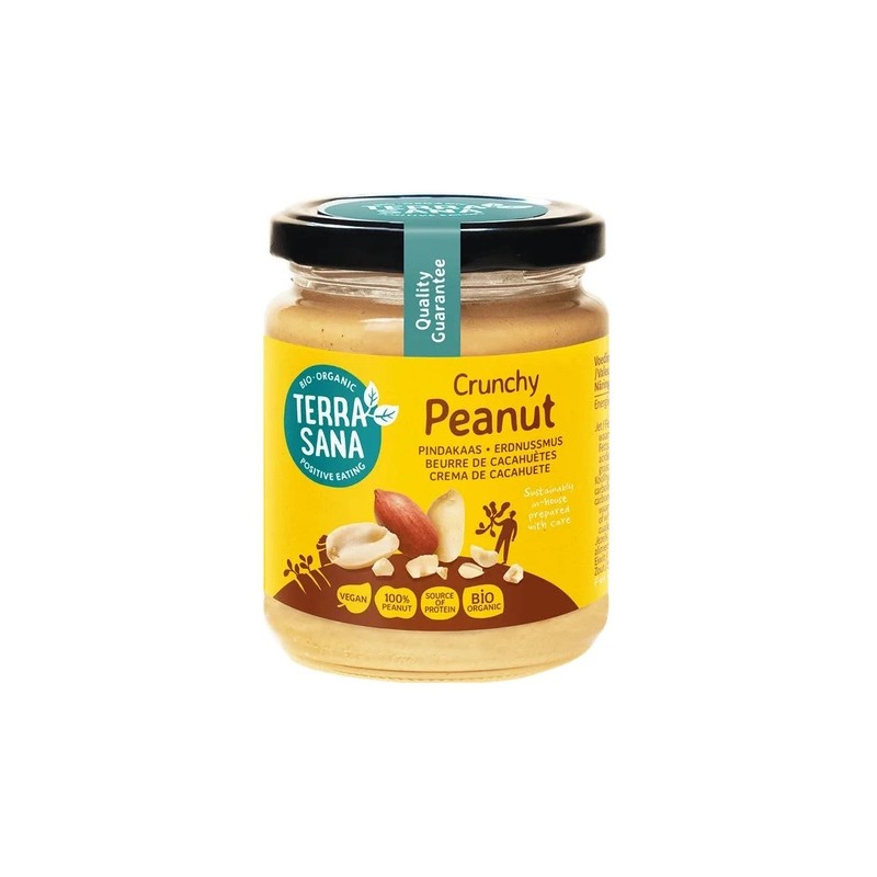 Beurre de cacahuetes crunchy avec eclats de cacahuetes (250g) TerraSana dans votre magasin bio en ligne Etiketbio.eu Beurre de cacahuetes crunchy avec eclats de cacahuetes (250g) TerraSana dans votre magasin bio en ligne Etiketbio.eu