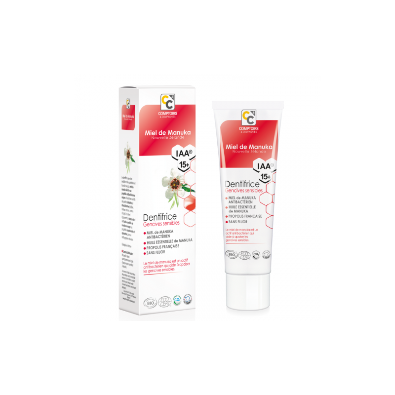 Dentifrice gencives sensibles miel manuka iaa15+ 75ml Comptoirs et Compagnies  dans votre magasin bio en ligne Etiketbio.eu