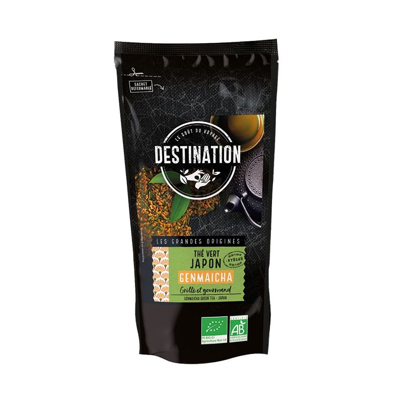The vert genmaicha, japon, kyushu 100g Destination  dans votre magasin bio en ligne Etiketbio.eu