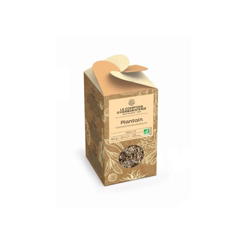 Plantain bio feuille 40g Le Comptoir d'Herboristerie dans votre magasin bio en ligne Etiketbio.eu Plantain bio feuille 40g Le Comptoir d'Herboristerie dans votre magasin bio en ligne Etiketbio.eu