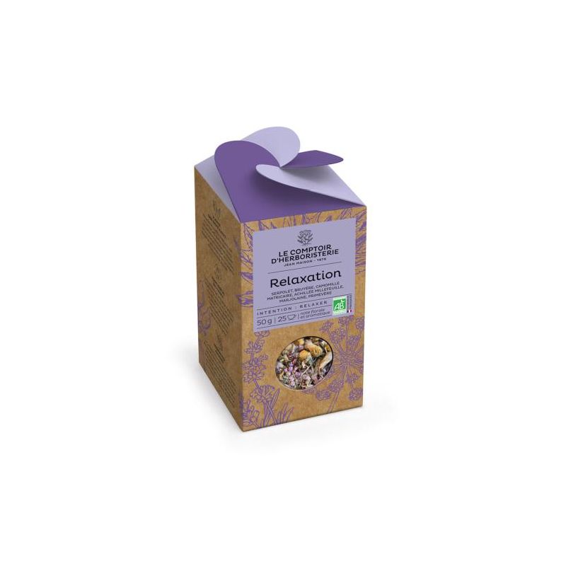 TISANE RELAXATION BIO 50G Le Comptoir d'Herboristerie  dans votre magasin bio en ligne Etiketbio.eu