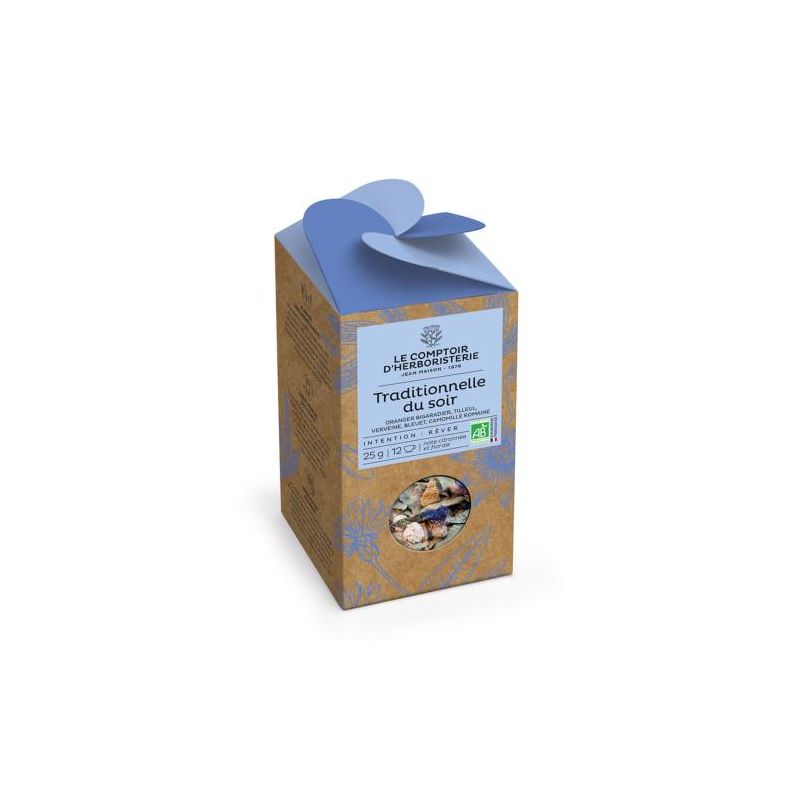 Tisane traditionnelle du soir bio 25g Le Comptoir d'Herboristerie  dans votre magasin bio en ligne Etiketbio.eu