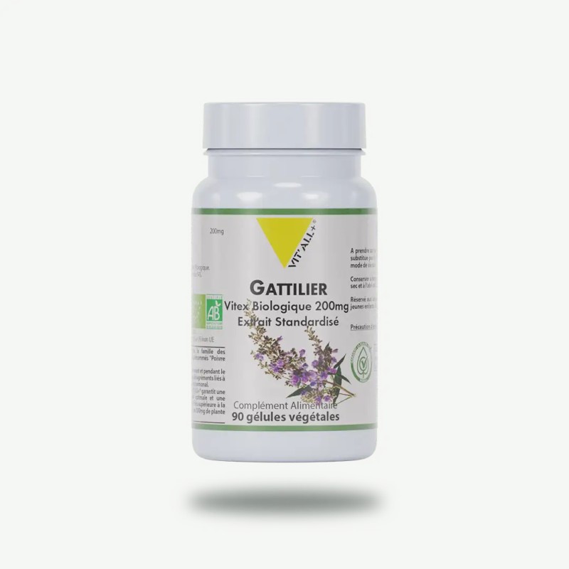 Gattilier bio* 200mg extrait standardisé de vitex Vit'all + dans votre magasin bio en ligne Etiketbio.eu Gattilier bio* 200mg extrait standardisé de vitex Vit'all + dans votre magasin bio en ligne Etiketbio.eu