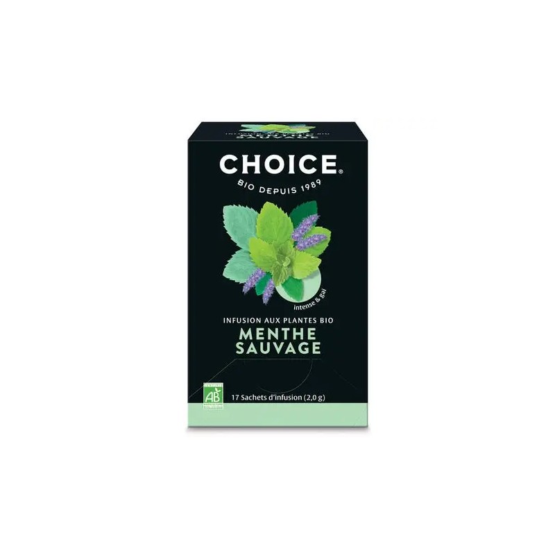 Infusion menthe sauvage 17 sachets Choice dans votre magasin bio en ligne Etiketbio.eu Infusion menthe sauvage 17 sachets Choice dans votre magasin bio en ligne Etiketbio.eu