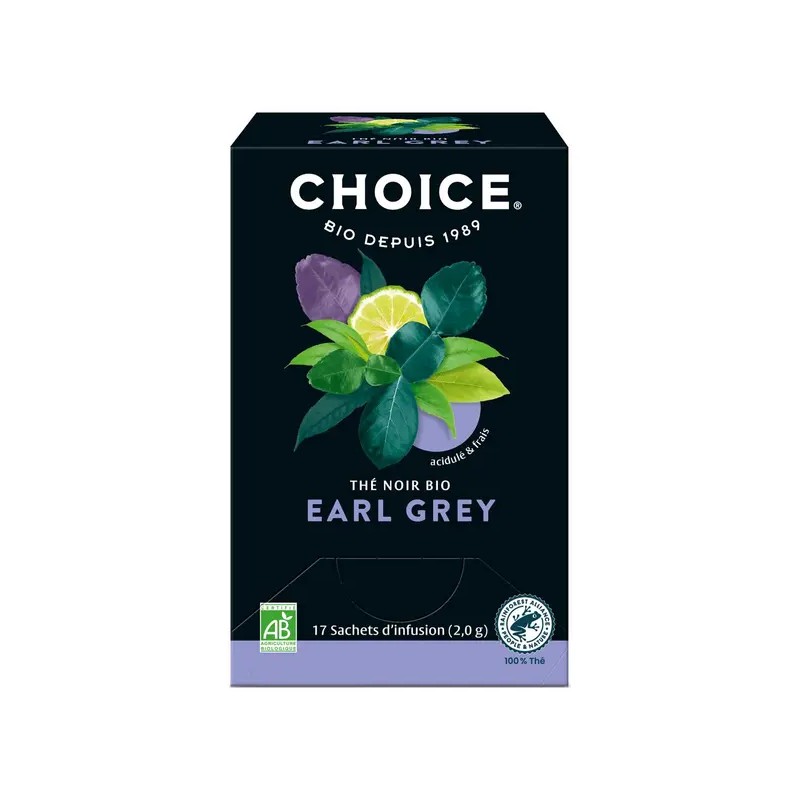 Thé noir Earl Grey 17 sachets Choice Choice  dans votre magasin bio en ligne Etiketbio.eu