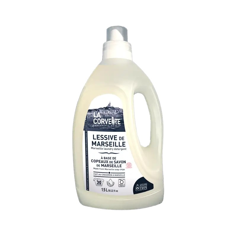 Lessive de marseille ecocert aux copeaux de savon 1.5l La Corvette dans votre magasin bio en ligne Etiketbio.eu Lessive de marseille ecocert aux copeaux de savon 1.5l La Corvette dans votre magasin bio en ligne Etiketbio.eu
