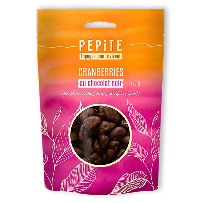 Cranberries au chocolat noir 125g Pépite  dans votre magasin bio en ligne Etiketbio.eu