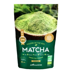 The vert matcha 80gr Aromandise  dans votre magasin bio en ligne Etiketbio.eu