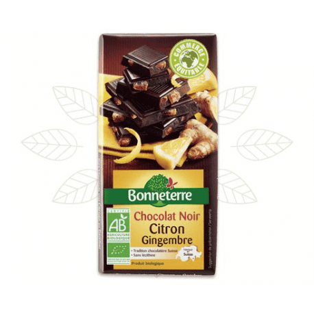 Chocolat noir citron gingembre 100g Bonneterre Bonneterre  dans votre magasin bio en ligne Etiketbio.eu