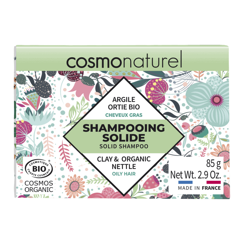 Shampooing solide cheveux gras argile ortie bio 85g Cosmo Naturel  dans votre magasin bio en ligne Etiketbio.eu