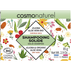 Shampooing solide cheveux secs jojoba aloe vera 85g Cosmo Naturel  dans votre magasin bio en ligne Etiketbio.eu
