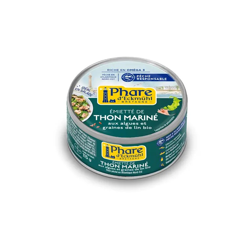 Thon blanc aux algues et graines de lin 115g Phare d’Eckmühl  dans votre magasin bio en ligne Etiketbio.eu