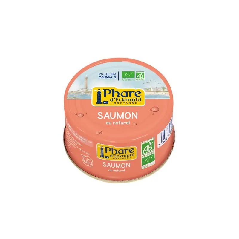 Saumon au naturel 132g Phare d’Eckmühl  dans votre magasin bio en ligne Etiketbio.eu
